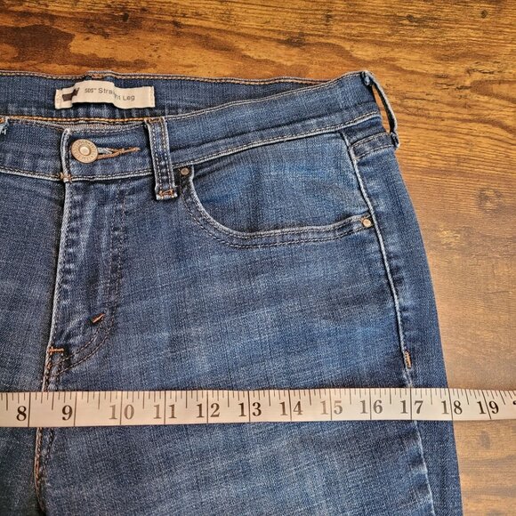Levi's Jeans 8 S Straight 505 Open Button Flap Mid Rise Medium Wash Western - Picture 8 of 12